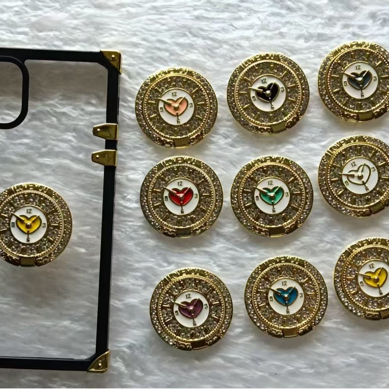 Heart-shaped Pocket Watch Light Luxury Trendy Universal Phone Ring Holder Multifunctional Metal Phone Stand