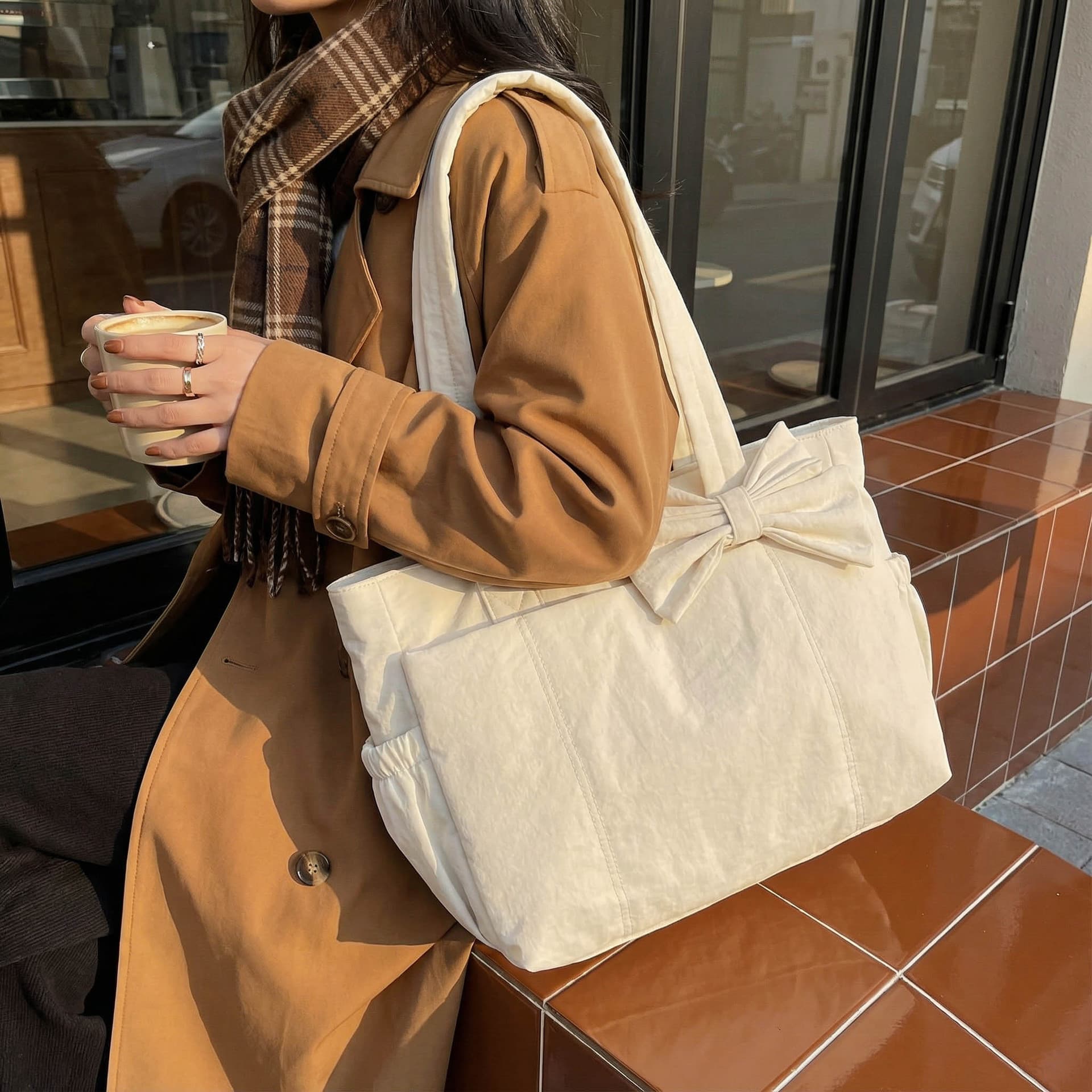 2025 New Crossbody Bag for College Students, Class Bag for Women, 2-Way INS Style Japanese Large Capacity Solid Color Shoulder Bag