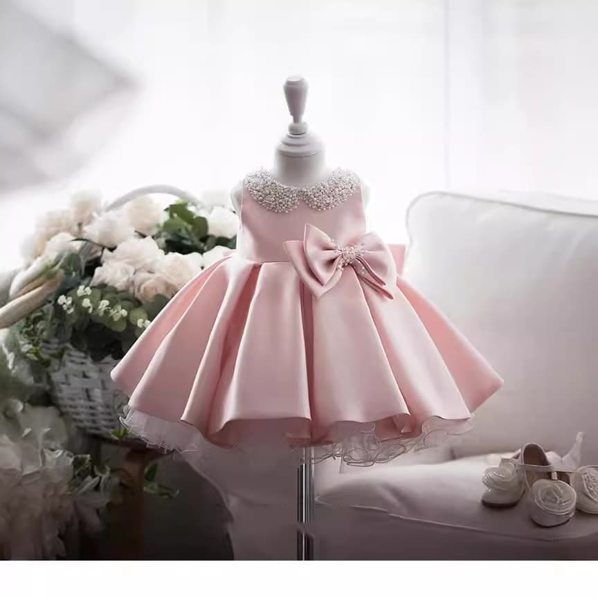 Baby girl's first birthday dress, princess dress, white children's wedding dress, first birthday evening dress, baby tutu dress