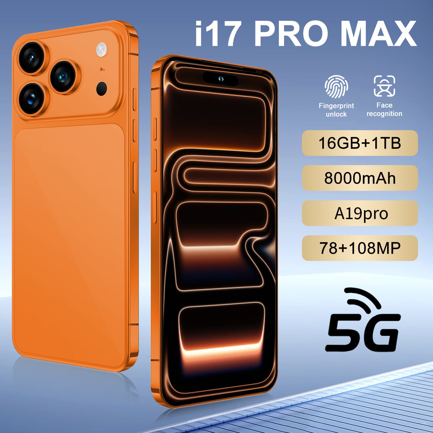 I17 ProMax Cross-border 7.3-inch Dynamic Island Android 4+64G Global Compatible True 4G Smartphone 8-Core HD Screen