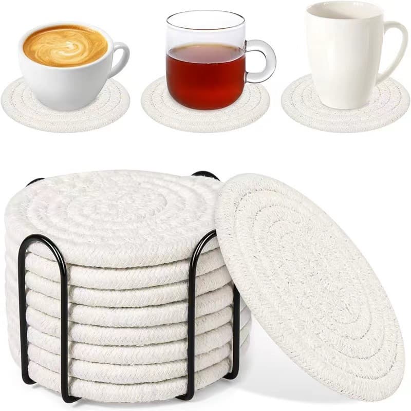Kitchen Straw Woven Placemat Heat Insulation Pad Cotton Rope Woven Anti-Scald Pot Holder Tabletop Thickened Non-Slip Coaster Bowl Mat Cross-Border