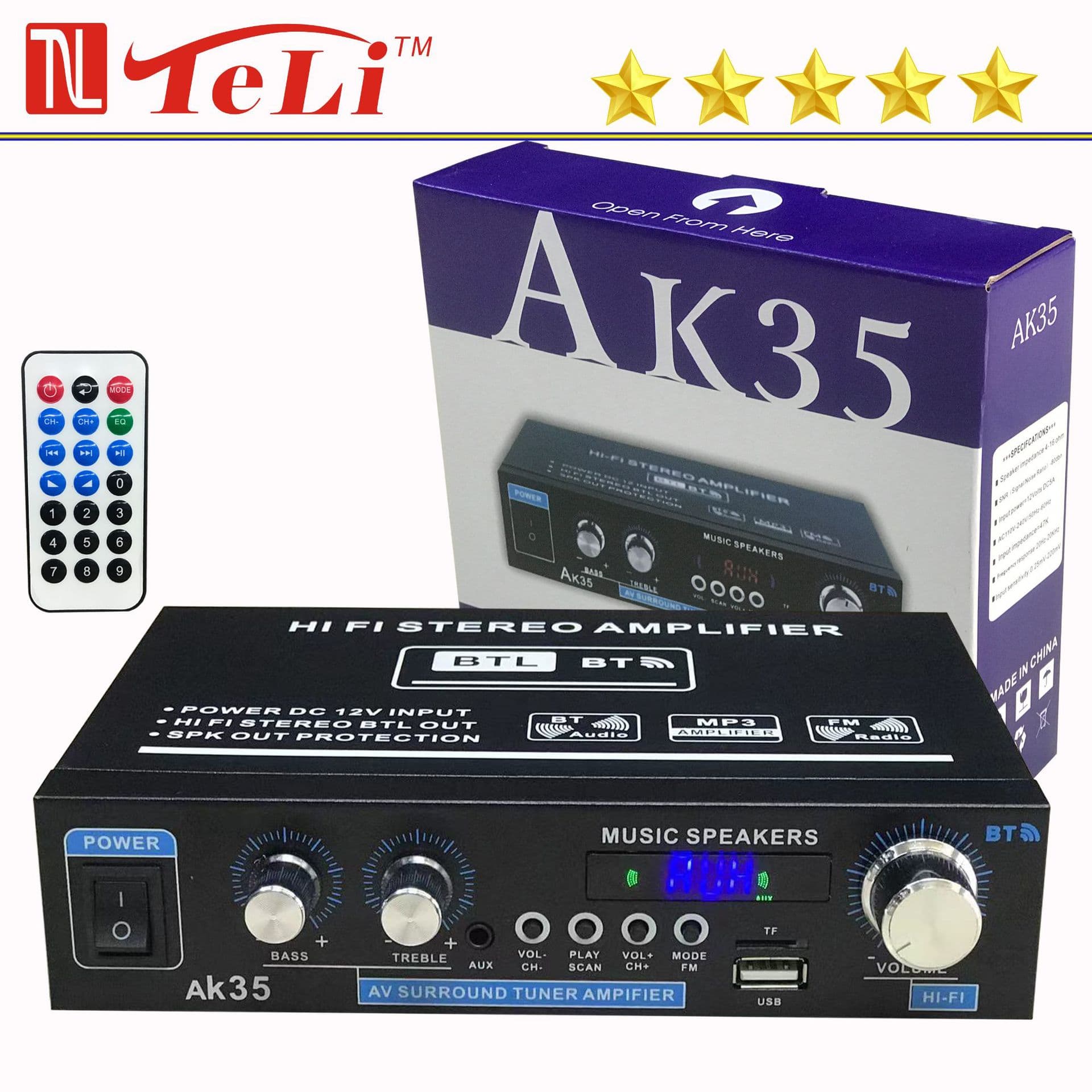 Cross-border AK-35 Bluetooth USB Radio 12V/110V-220V Car & Home Digital Amplifier