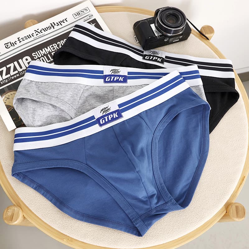 New Men's Briefs Cotton Triangle Underwear Simple Mid-Low Waist Men's Briefs Japanese Style Young Men's Briefs