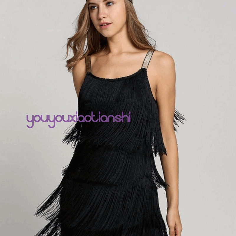 5227 Ebaychic Style Patchwork Fringe Sleeveless A-Line Dress for Women, 3 Colors, 5 Sizes in Stock