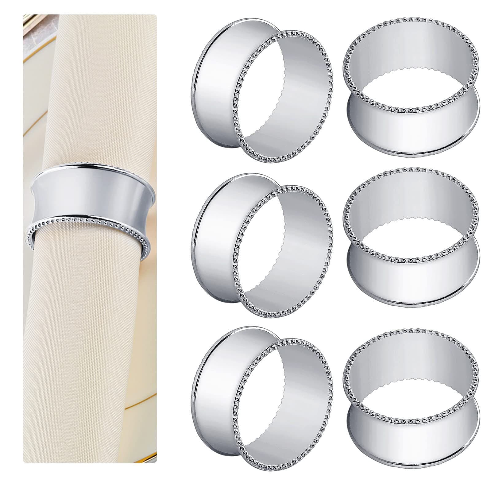 Cross-border European-style light luxury alloy beaded metal napkin ring for hotel table setting cutlery decoration napkin holder, wholesale in stock
