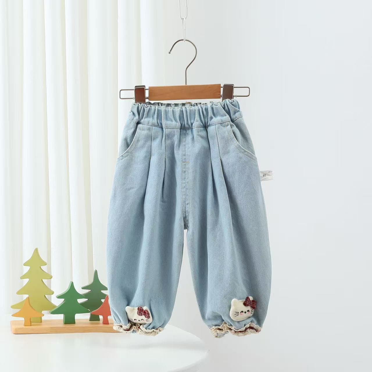 Cute jeans for baby girls with cuffed summer and spring outing leggings and casual pants