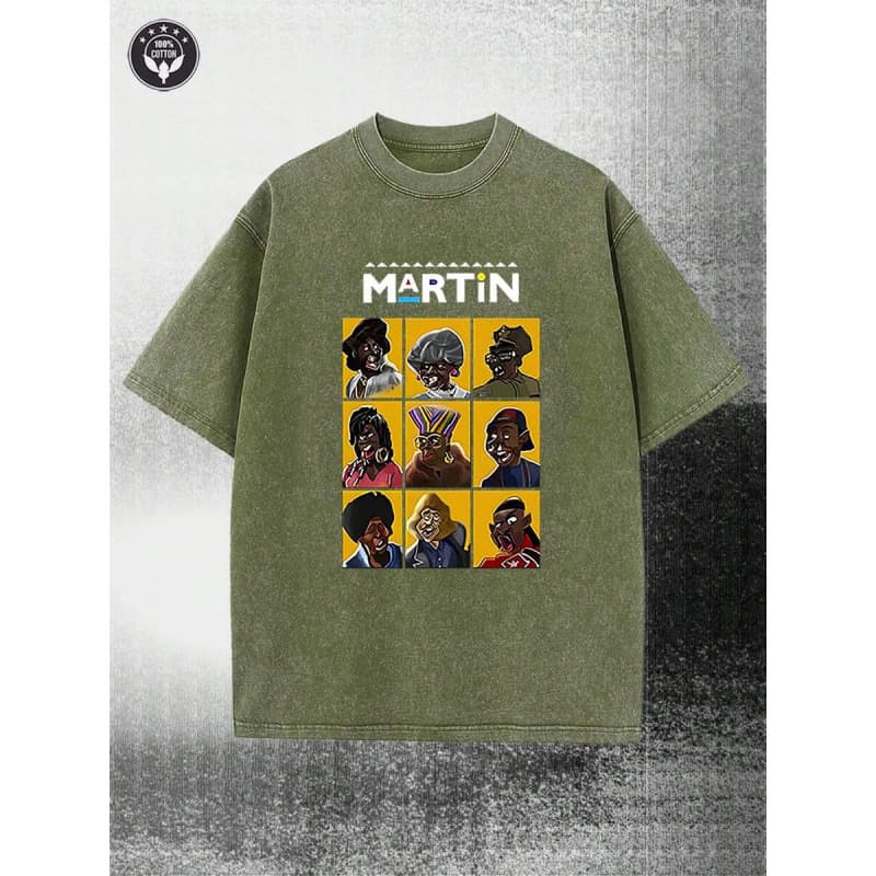 Cross-border pure cotton vintage washed, cool retro casual funny anime outfit