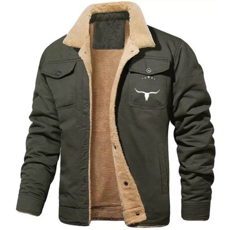 2024 Cross-Border Autumn/Winter New Youth Men's Jacket Fleece Work Casual Printed Jacket Men's Coat
