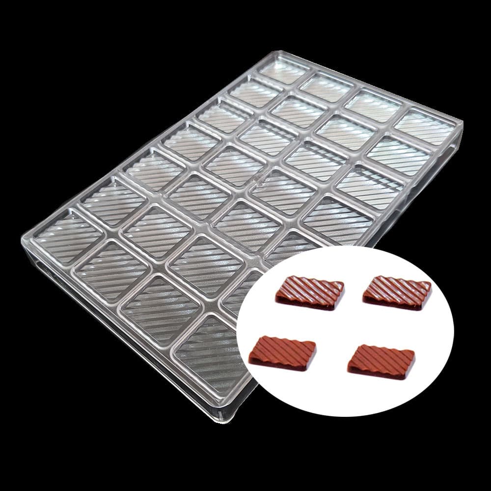 28-piece rectangular rectangular small row chocolate mold twill black chocolate chip PC mold