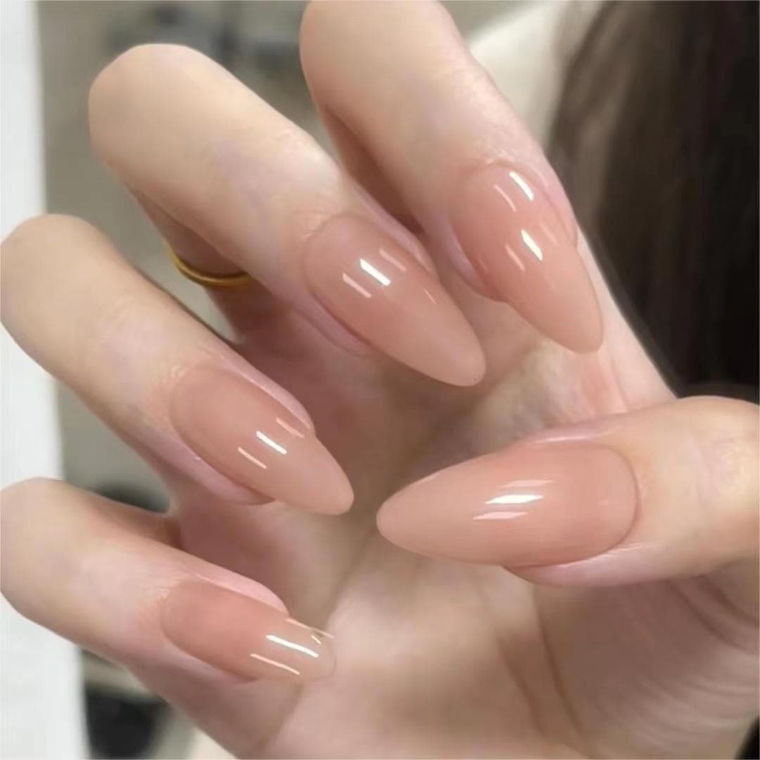Simple Handmade Same Style Ganlu Temple Nail, Hua Fei Touch Face Wearable, Nude White Water Icy Transparent Nail 10