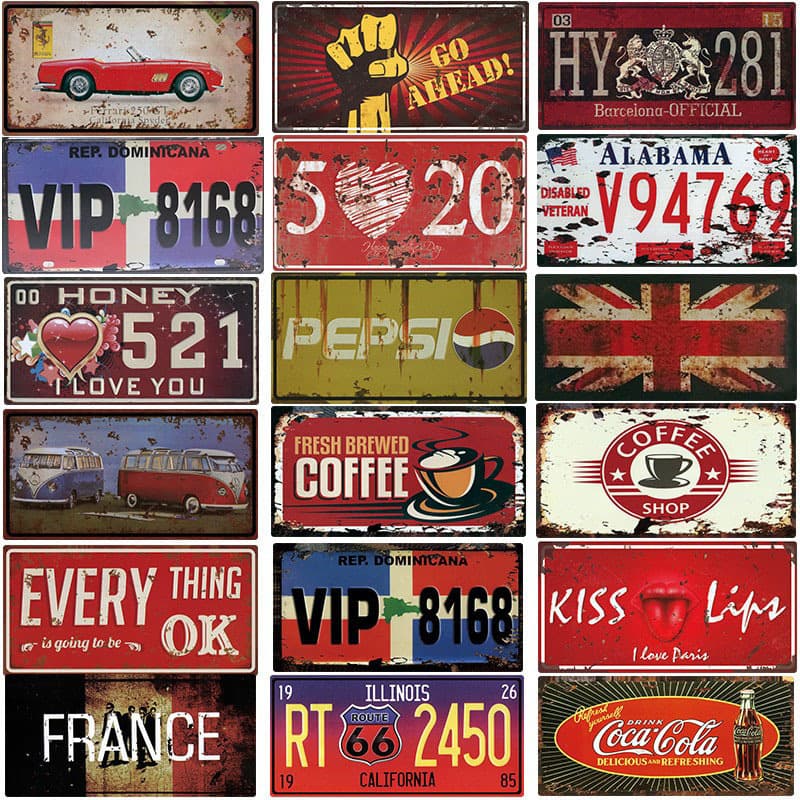 Vintage American Creative Tin Sign License Plate Decorative Painting Bar Internet Cafe Home Craft Metal Wall Decor