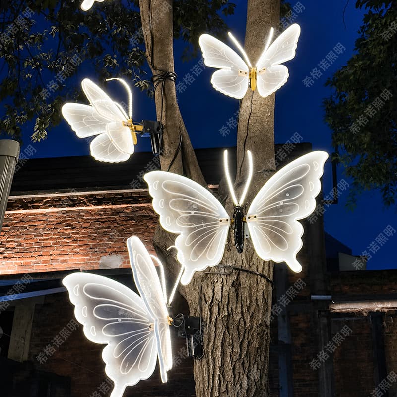 Glowing Dynamic Butterfly Light Scenic Decoration Light for Plaza, Shopping Mall, Festival Atmosphere, Outdoor Waterproof Landscape Light