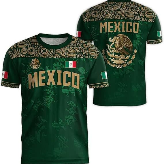 2026 Bestseller Men's Mexico Fan Flag Print Short Sleeve Round Neck Pullover Half Sleeve World Cup YX