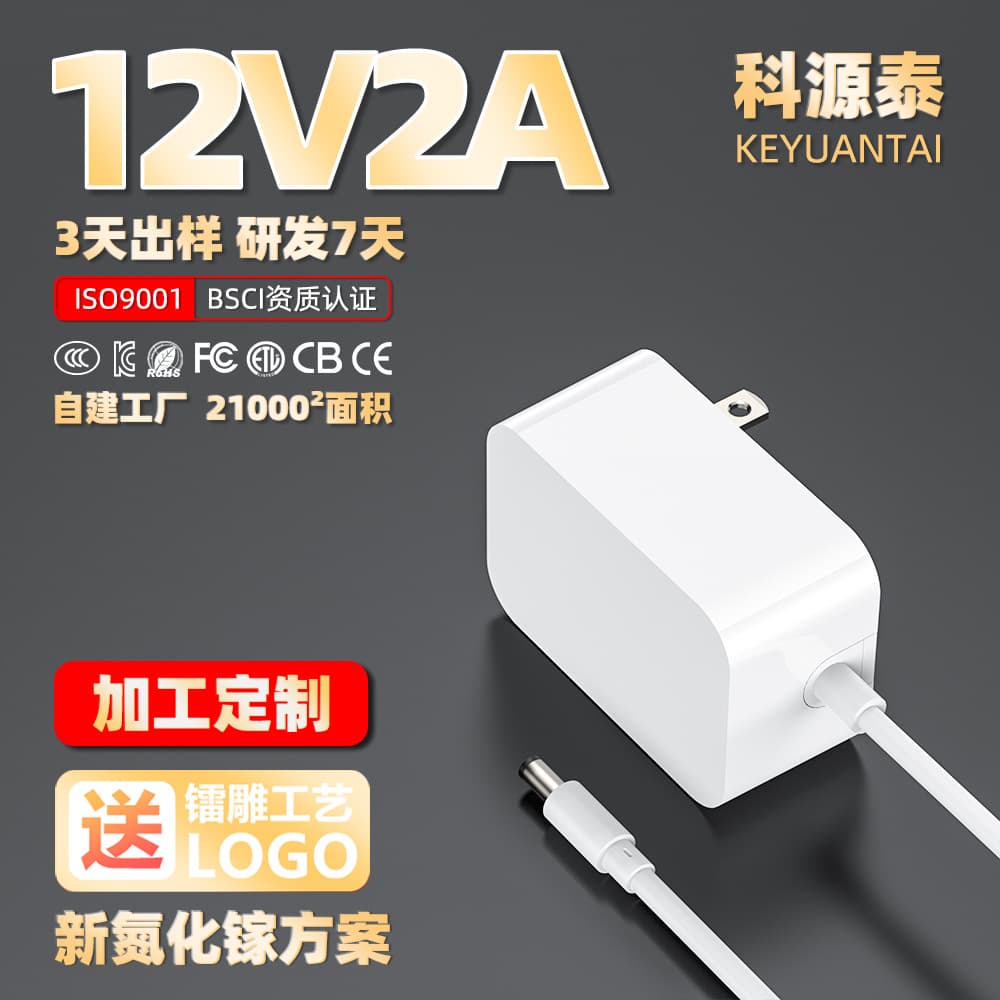 12V2A US Standard Adapter for Vanity Mirror Pet Feeder 12V3A High Power Floor Lamp New National Standard 3C Power Supply