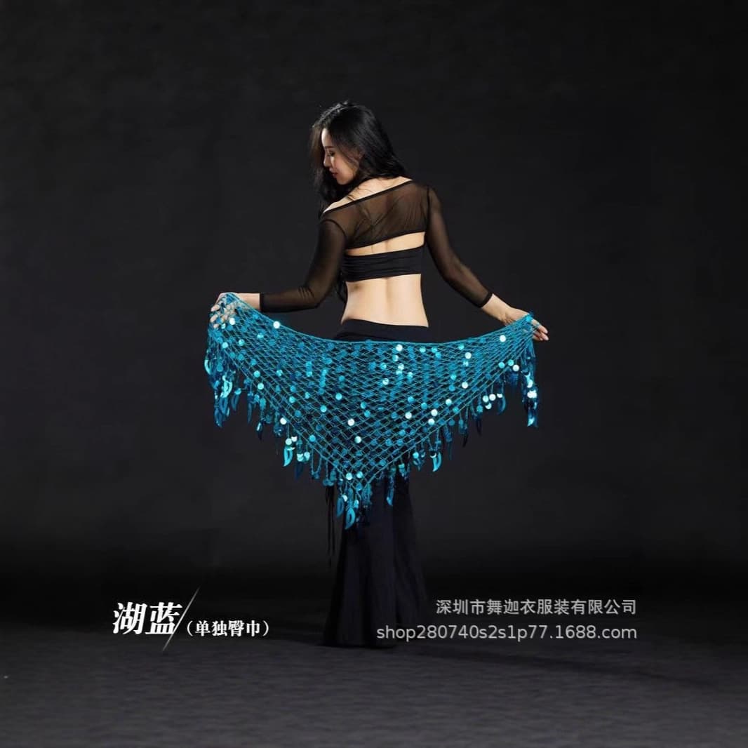 Triangle Scarf Shoulder Shawl Bell Plate Belly Dance Costume Eastern Dance Mermaid Hip Wrap Polyester Fiber Special Use Clothing