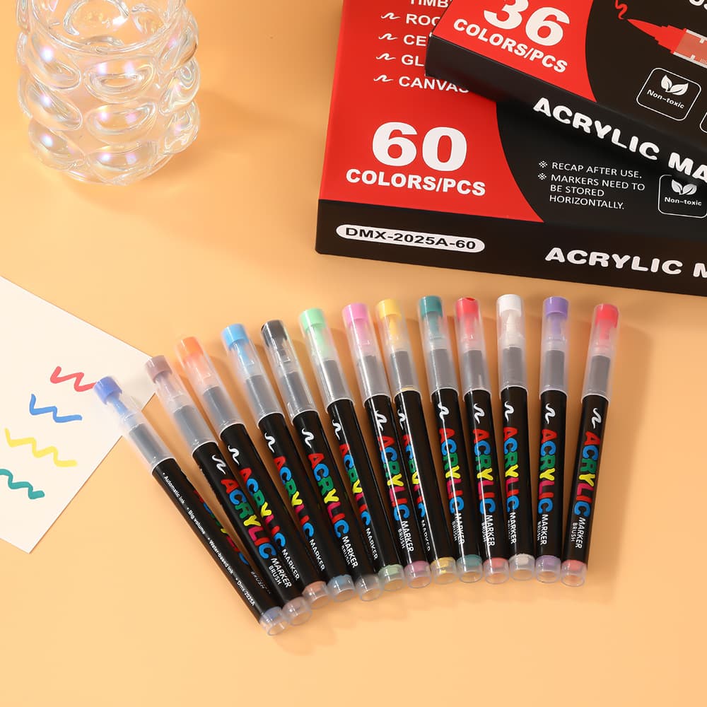Professional Direct-Liquid Acrylic Marker, No-Press Layering, Waterproof, Soft Tip, Large Capacity Color Pen