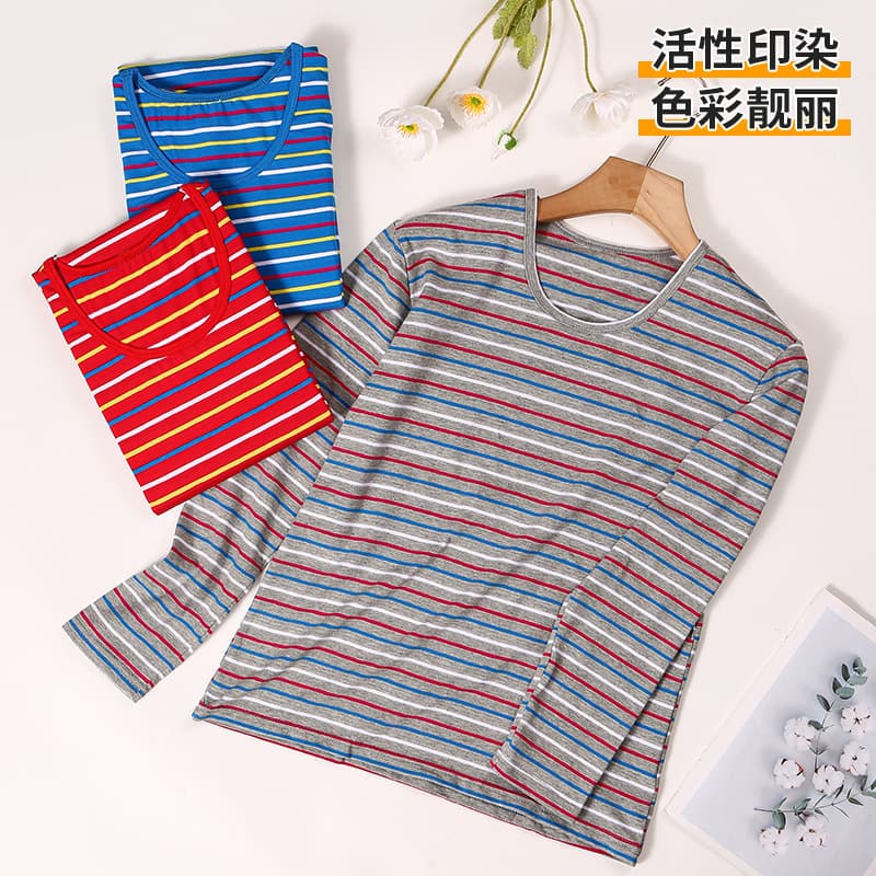 Lycra Cotton Women's Striped Thermal Tops and Pants Women's Base Lycra Intimate Underwear Middle-Aged and Elderly Wholesale