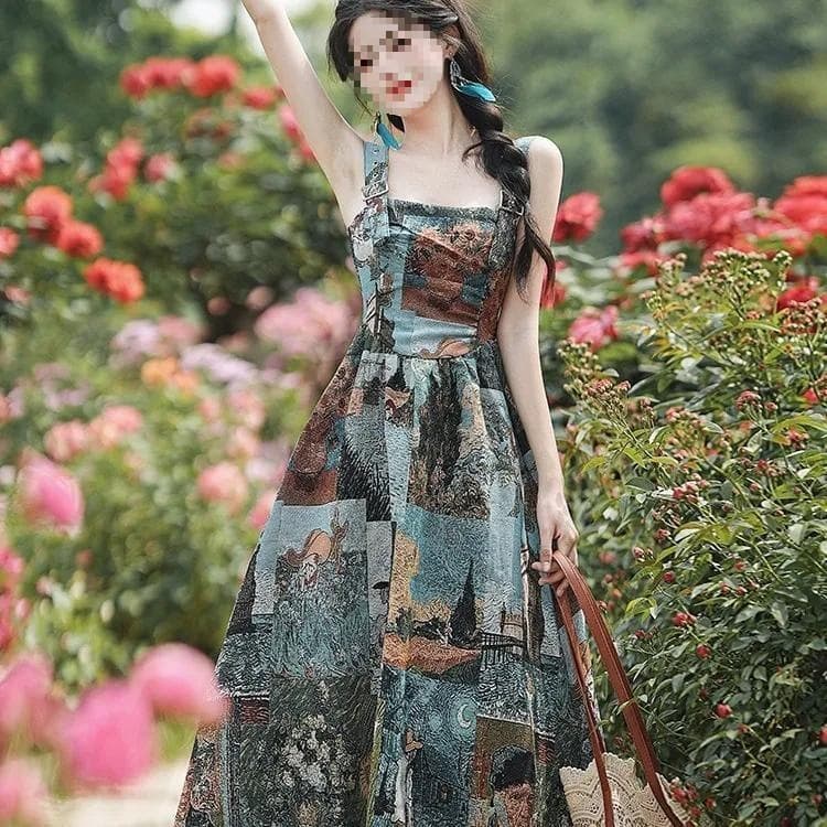 2025 Spring Women's Wear New High-End Artistic Jumper Dress Retro French Long-Sleeve Shirt Two-Piece Set
