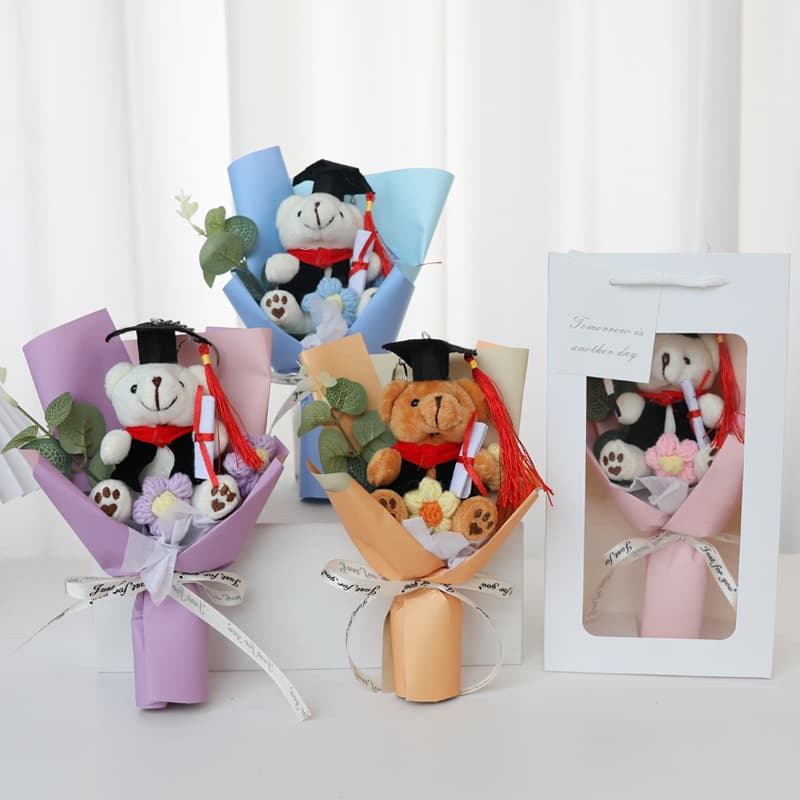 Graduation season bouquets, handmade knitted bouquets, graduation season gifts, rose knitting, winning the top prize for exam escorts.