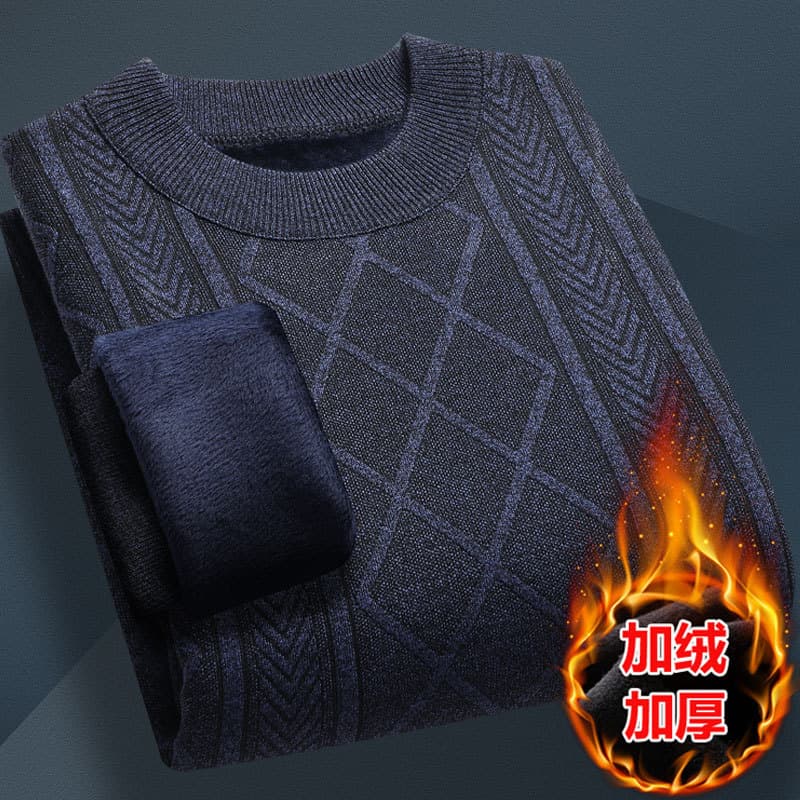 Winter sweaters for men, thickened velvet bottoming shirts, long-sleeved sweaters for middle-aged and elderly people, autumn and winter warm tops for dads
