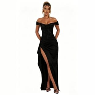 European and American Elegant One-Shoulder Sequin Evening Dress Amazon Slim Fit Mermaid Fishtail Dress Sexy Premium Dress