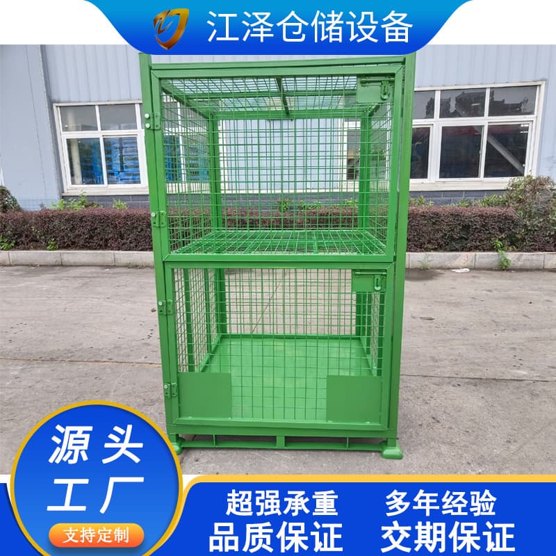 Manufacturer wholesale double single door metal turnover box steel material box stacking iron box workshop scrap frame storage cage
