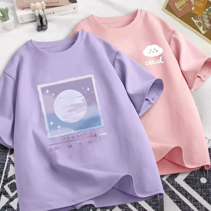 Summer Loose T-Shirt Short Sleeve Women 2025 New Single Two Pieces Casual Versatile Top Student Half Sleeve Tee