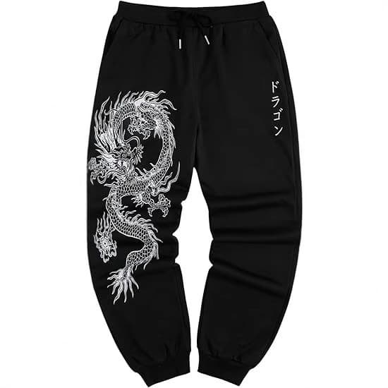 2025 Spring and Autumn New Y2K Dark Gothic Dragon Print Loose Men's and Women's Lace-Up Sports Pants and Sweatpants