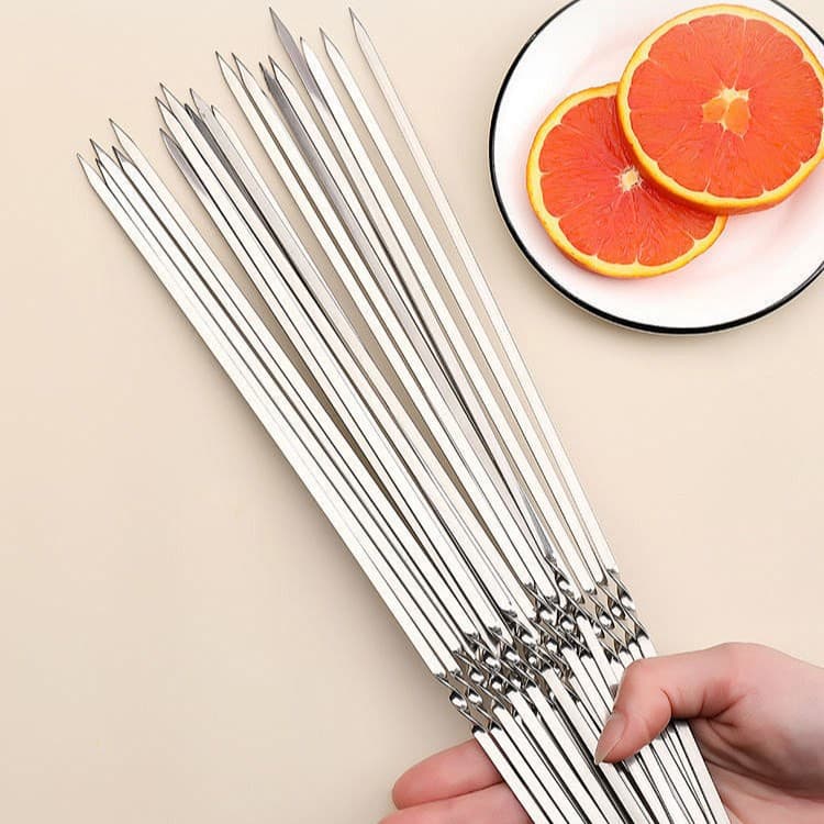 Stainless steel flat skewers mutton skewers household barbecue skewers outdoor barbecue skewers barbecue utensils barbecue skewers