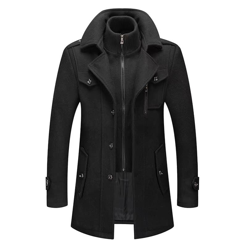 Autumn/Winter Men's Business Wool Overcoat Double-Collar Warm Woolen Coat Cross-Border European & American Style