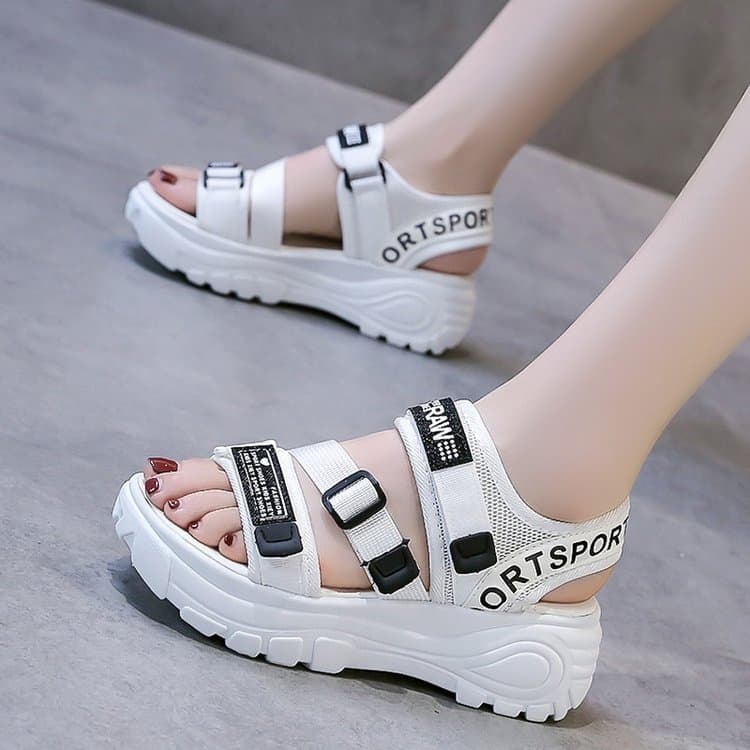 Woven Velcro Sport Sandals Women 2025 Autumn New Korean Style Platform Thick Bottom Casual Large Size Sandals