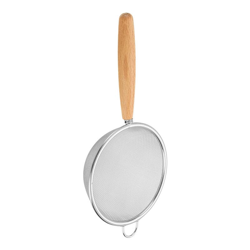 304 Stainless Steel Matcha Sieve Strainer Soy Milk Filter Strainer Spoon Baking Tool Kitchen Wooden Handle Juice Sieve