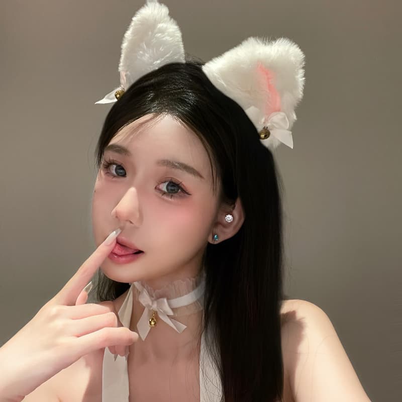 Cat ear headband, women's lace eye mask, bell choker, cosplay sexy fox ears, animal ears hair clip props