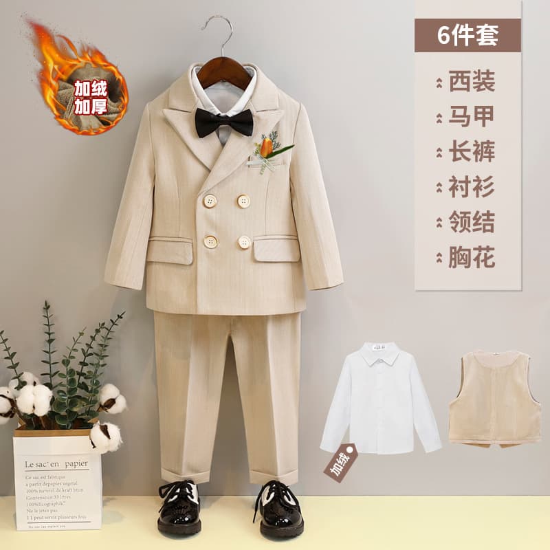 Children's Suit and Dress Spring Set Flower Boy Wedding Suit Baby First Birthday Suit Boy Performance Costume