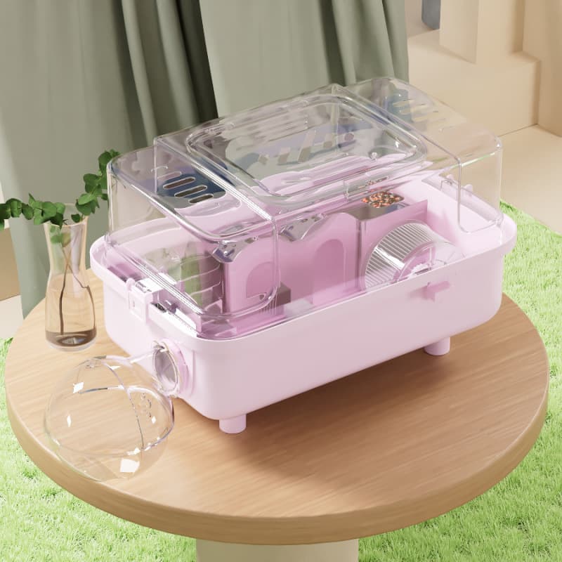 Deluxe Acrylic Transparent Hamster Villa for Dwarf Hamsters, Portable and Affordable Carrying Cage