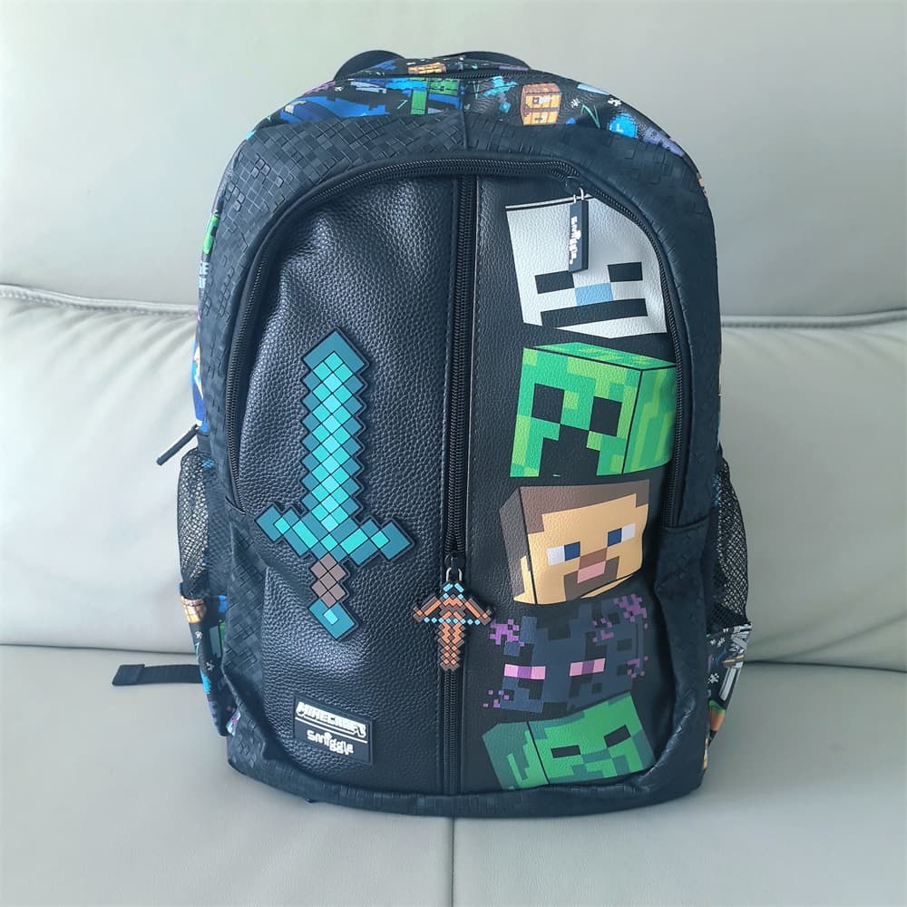 Australian Smiggle school bag 1-6 students shoulder black sword Minecraft backpack multi-functional bag