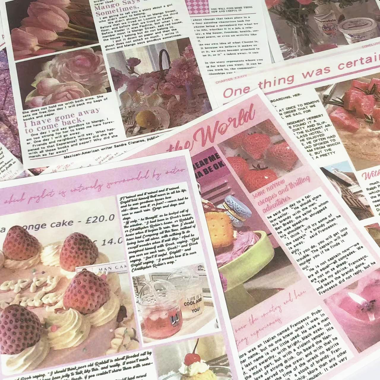 Instagram-style Sweet Series Pink-themed Cute Food Cartoon Poster Material Paper Stickers Stars