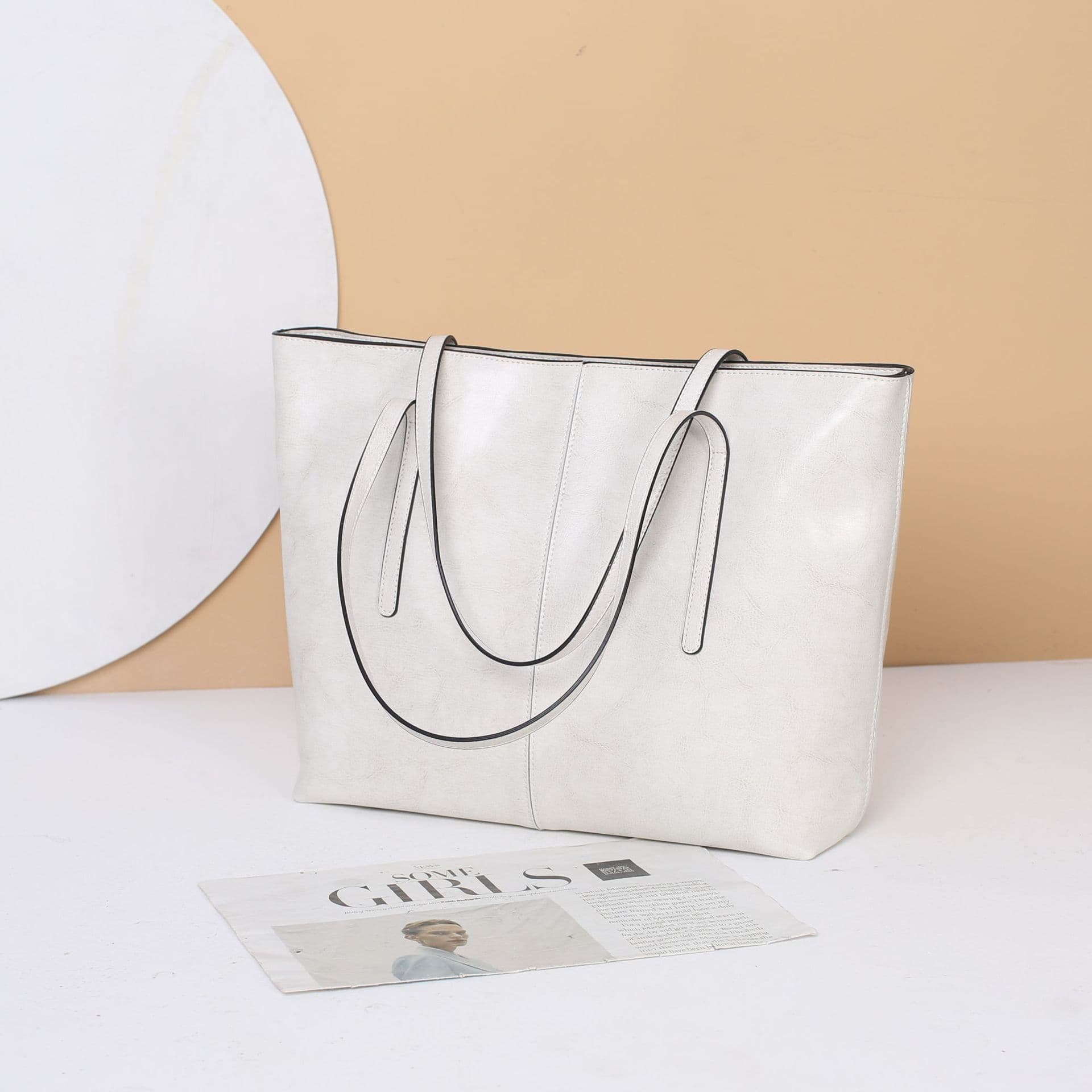 Genuine Leather Tote Bag Fashionable Versatile Underarm Bag Waxed Leather Shoulder Bag Women's Premium Large Capacity Tote Bag
