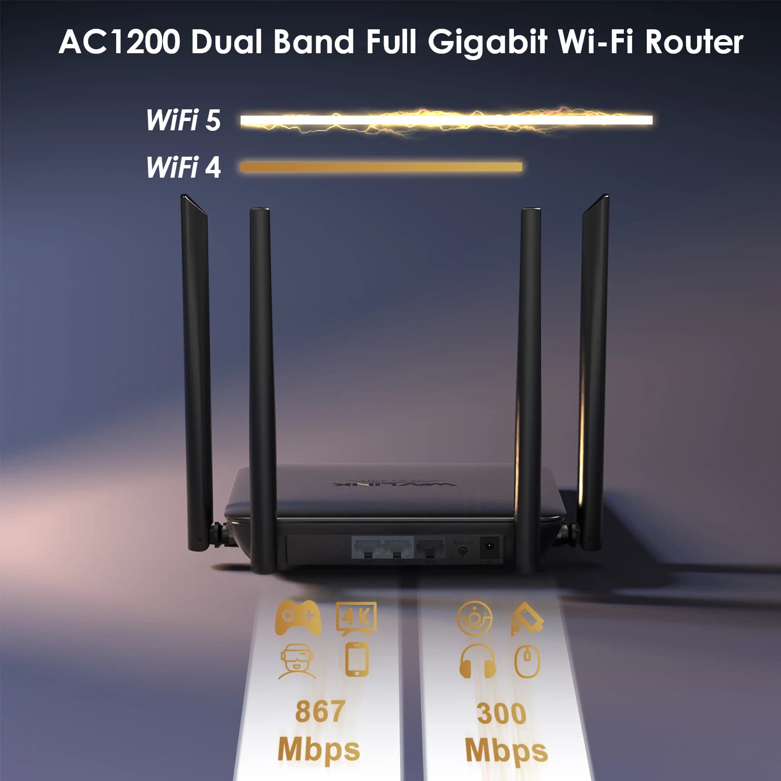 WAVLINK Dual Band 2.4GHz and 5GHz Support / AP / Repeater Mode AC1200 Internet Router