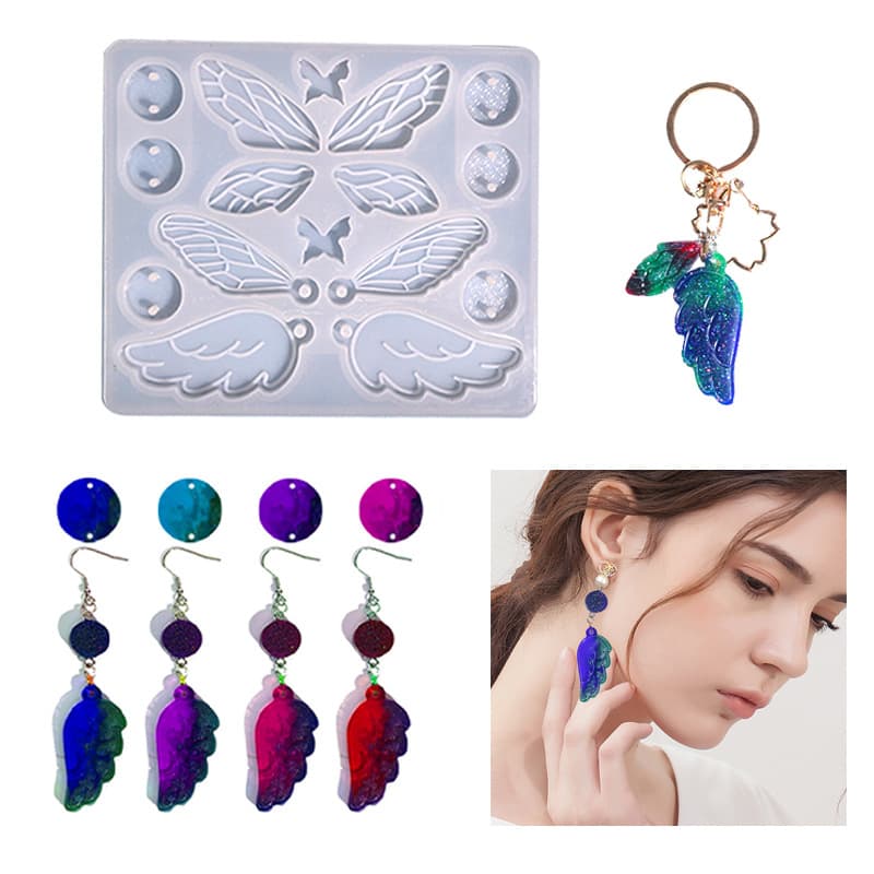 DIY glue mold butterfly earrings pendant silicone mold keychain jewelry resin mold cross-border new model