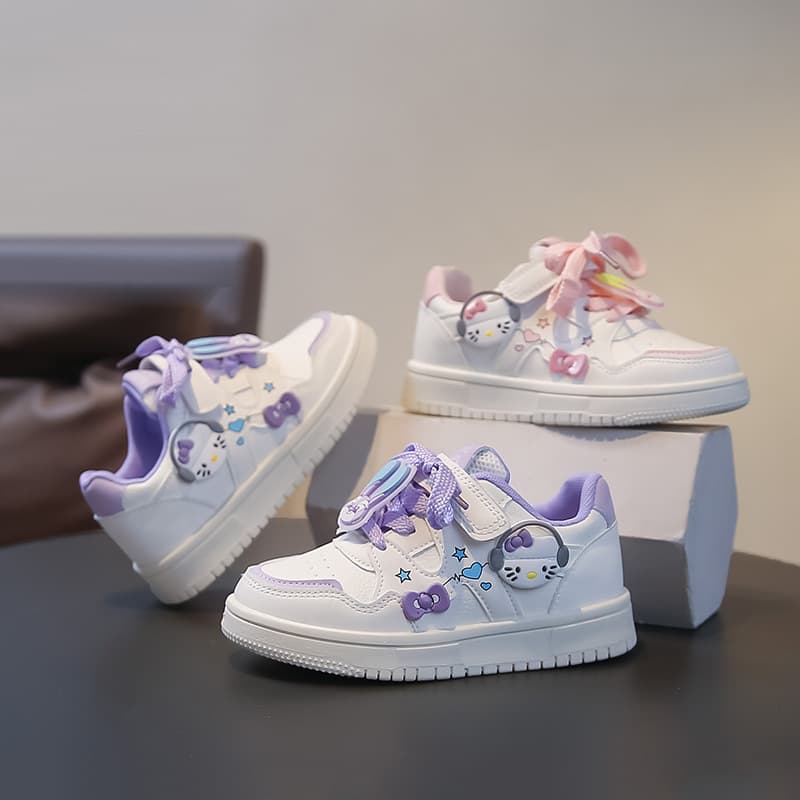 Children Girls Board Shoes 2026 Spring Autumn New Fashion Soft Sole Anti-Slip Velcro Little Girl Casual White Shoes