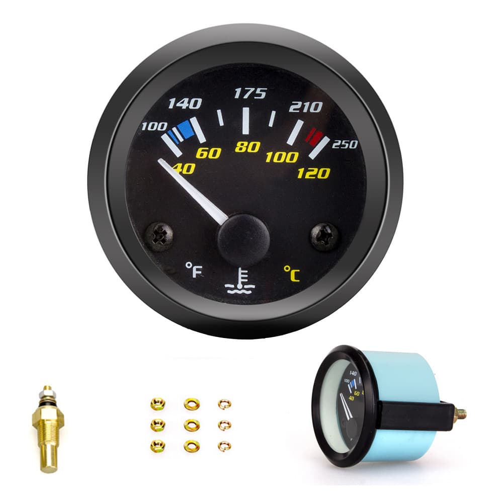 Hot-selling Car Modification 52mm Water Temperature Gauge 12V Universal Water Temperature Meter Celsius Fahrenheit Dual Scale