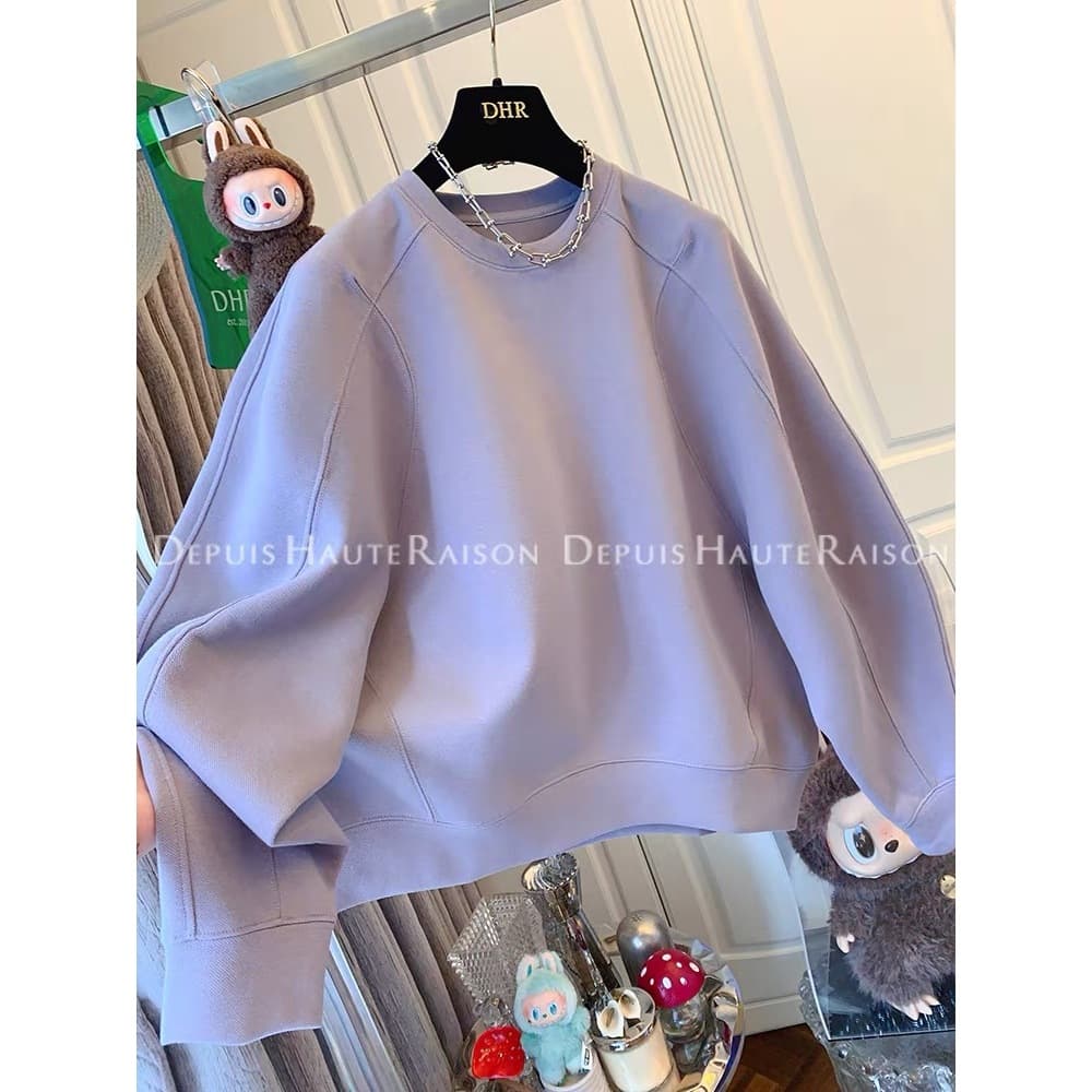 Plus Size New Batwing Long Sleeve Sweatshirt for Women, Stylish Loose Fit, Slimming, Unique and Fashionable Top