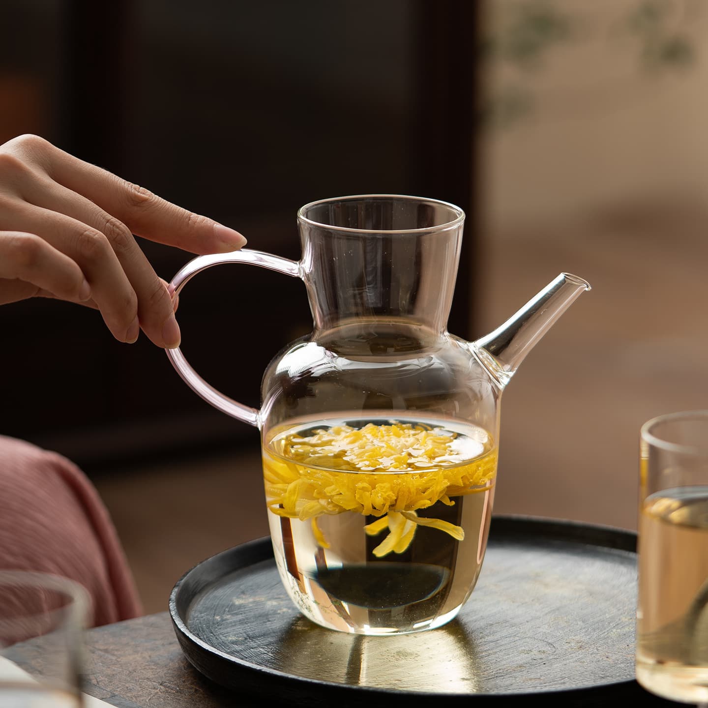 New Chinese Style Song Dynasty Green Tea Pot Water Classic Bamboo Joint Cup Glass Teapot High Borosilicate Tea Pot High Temperature Resistant Tea Set