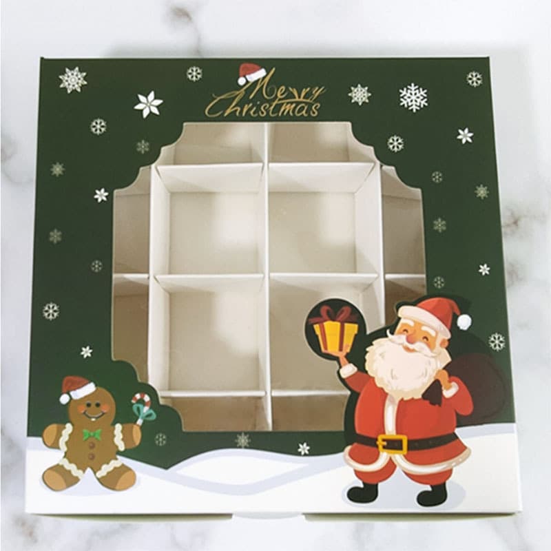 New Christmas Gift Box 16-Grid Window Candy Box Chocolate Baking Cookie Packaging Box