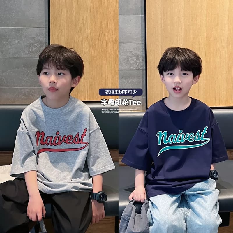 Children's Clothing 2026 Summer New Top Boys Big Kids Korean Style Printed Casual Short Sleeve T-Shirt