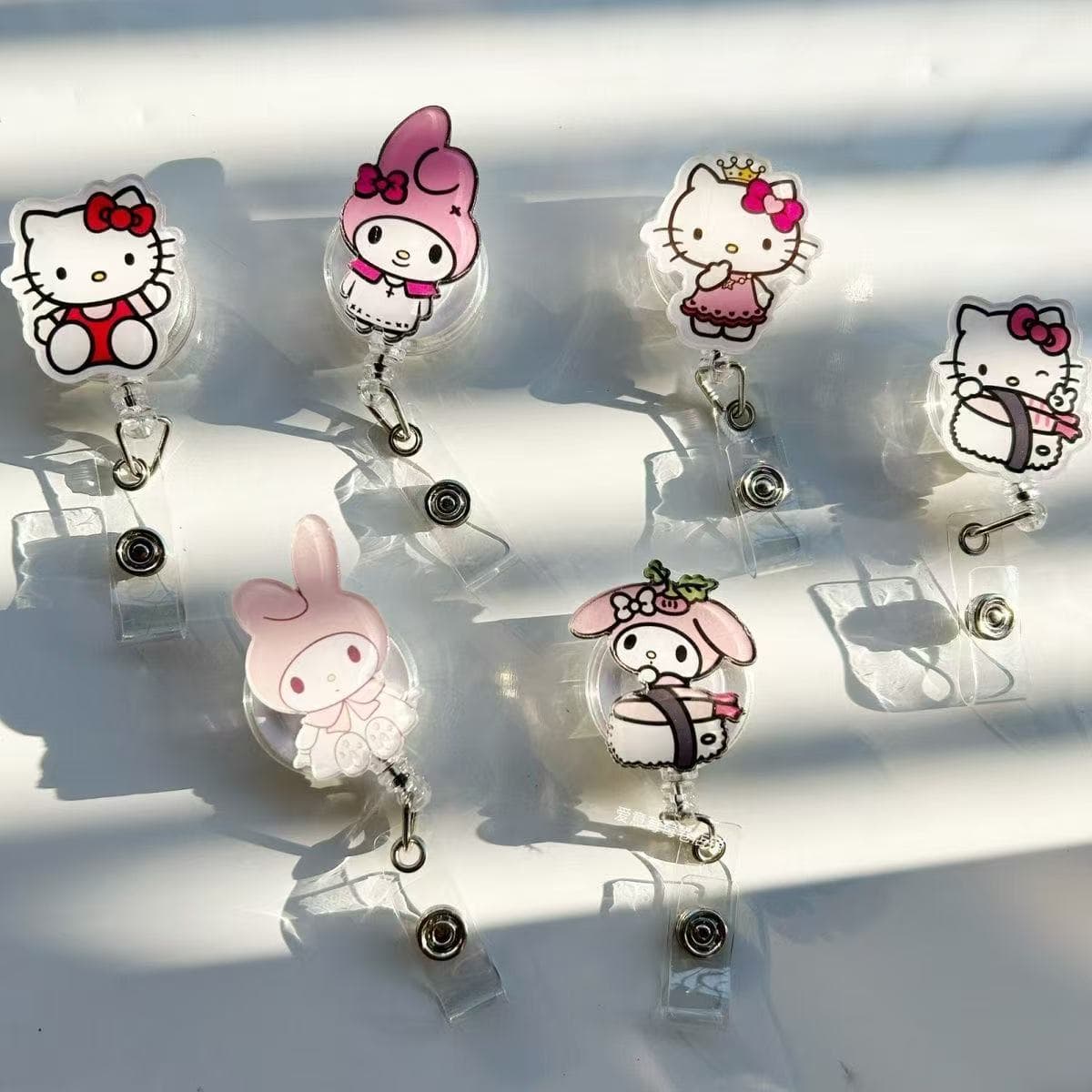 Cute Kitty Cartoon ID Card Holder with Retractable Clip and Easy-Pull Buckle, Nurse Lanyard, Card Holder, Student Work Badge, Brand Badge