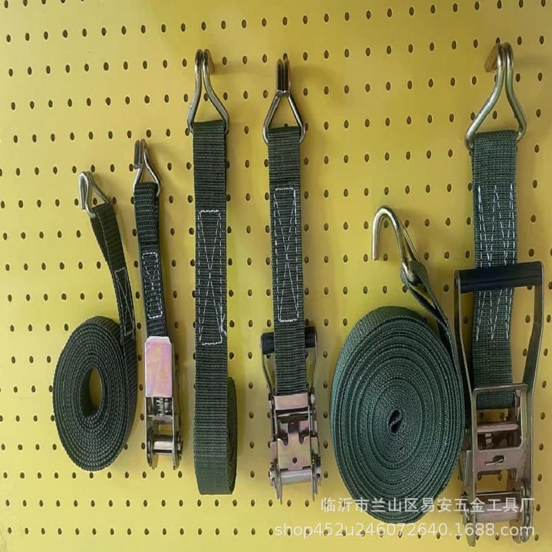 Factory wholesale various military green tie-down straps with hooks, webbing 2.5/3.8/5cm wide military green strap