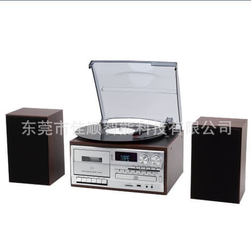 Record player, CD/USB/SD player, FM radio, cassette player, retro phonograph