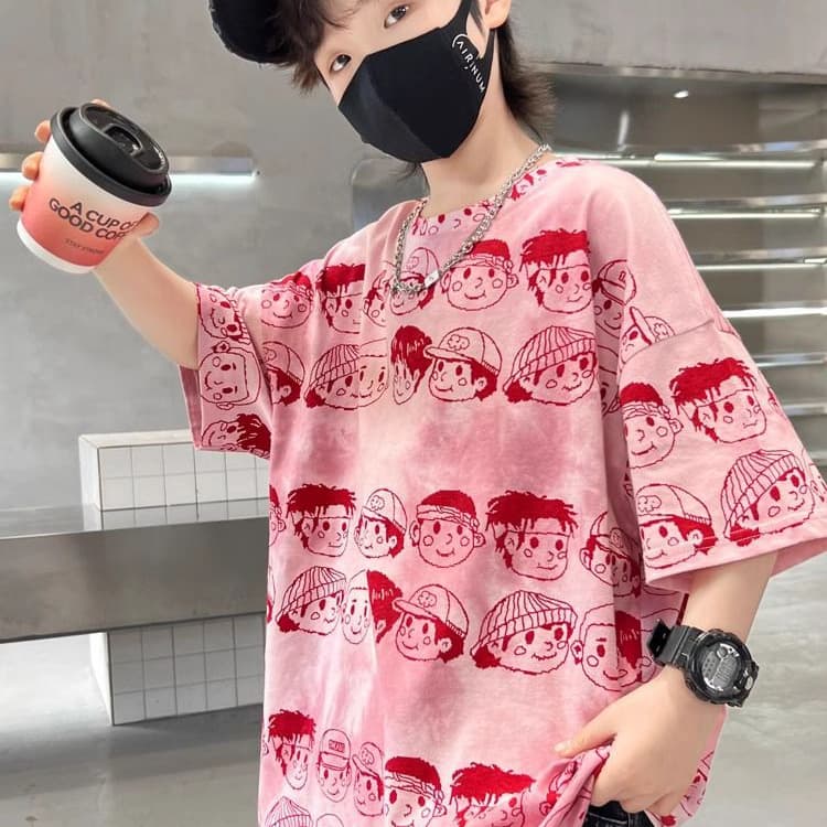 Boys Short Sleeve T-Shirt New Summer Children's Half Sleeve Tee Fashionable Big Kids Boys Summer Loose Top Trendy T